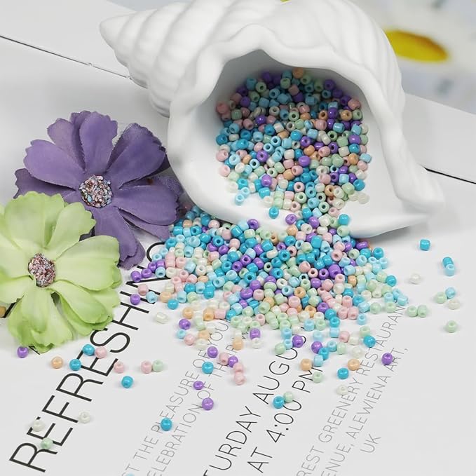 Bulk 3mm Blue Purple Seed Beads for Jewelry Making 110 Grams About 3500pcs,6/0 Glass Craft for Making Earrings, Bracelets, Pendants, Waist Jewelry, DIY Handmade Seed Beads（Blue & Purple Mix）