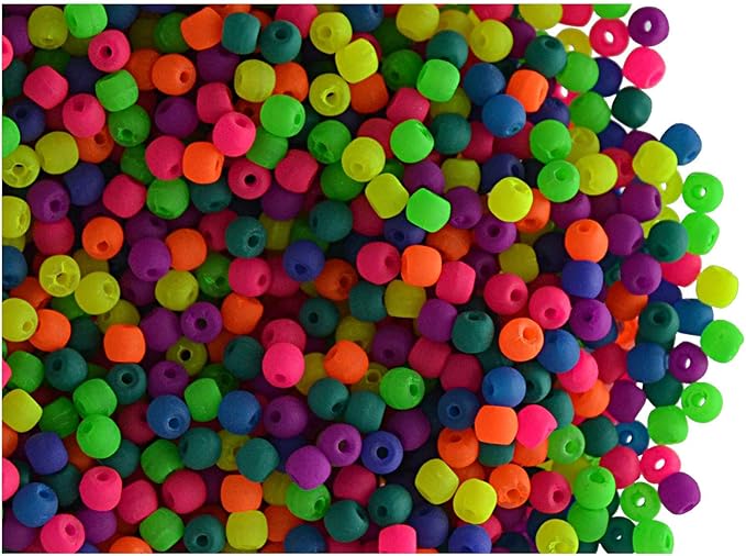 SCARA 0.35 Ounce (10g) Czech Glass Round Beads 0.08 inches (2mm), NEON (UV Active) Glass Beads for Jewelry and Bracelets Making, Beads for Bracelets, Bead kit MEGA Mix