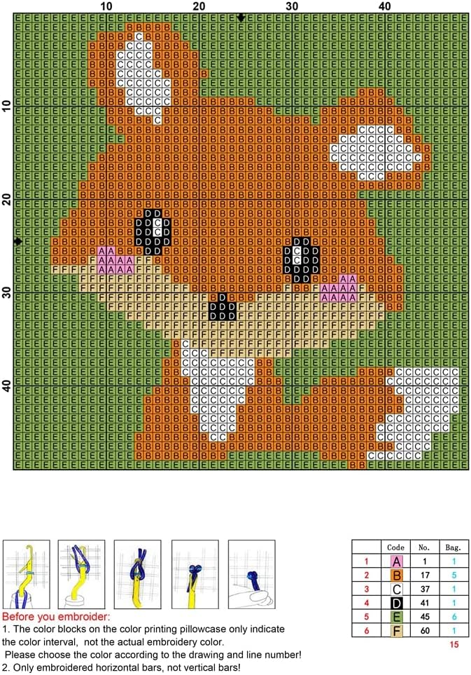 DL-YTG Latch Hook Kits Rug Fox Crochet Yarn Cushion Colour Pre-Printed Canvas Cover Rug Needlework DIY Hook and Latch Kit Christmas Home Decoration 30x30cm/12 X12inch