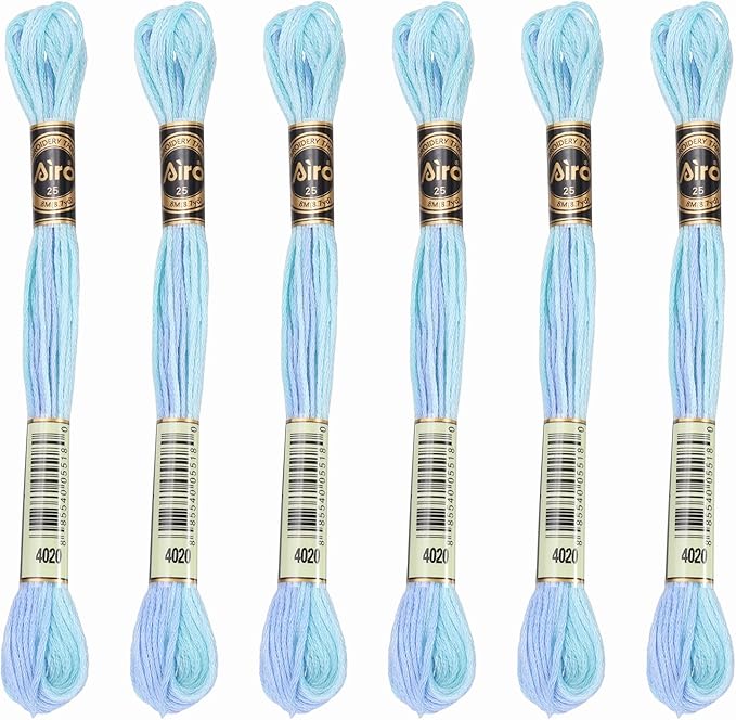 PATIKIL 6 Skeins Embroidery Floss, Polyester Embroidery Threads Bracelets String for Cross-Stitch Hand Embroidery, Sky Blue