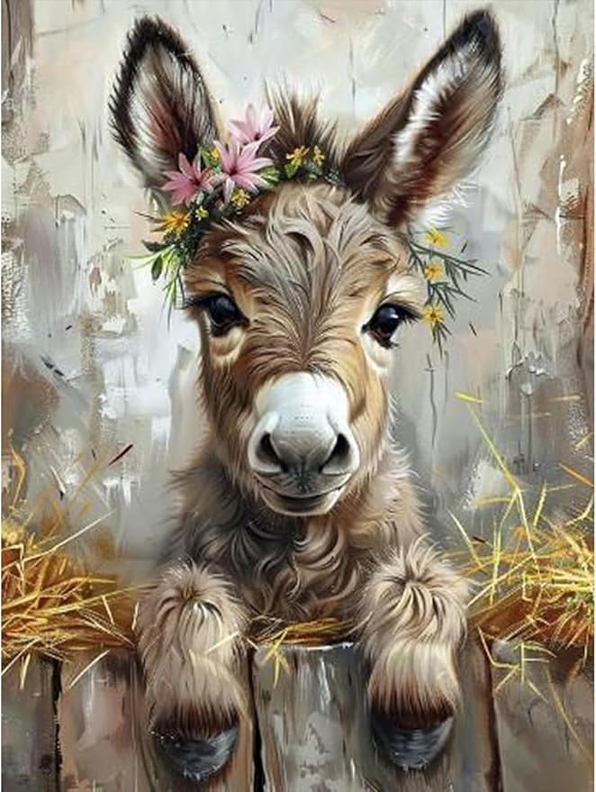 ARPADAMO Diamond Art Kits for Adults,5D Donkey Diamond Painting DIY Animal Diamond Art Diamond Painting Kits for Adult,Round Full Drill Diamonds, Diamond Art Kits for Home Decor-12x16inch