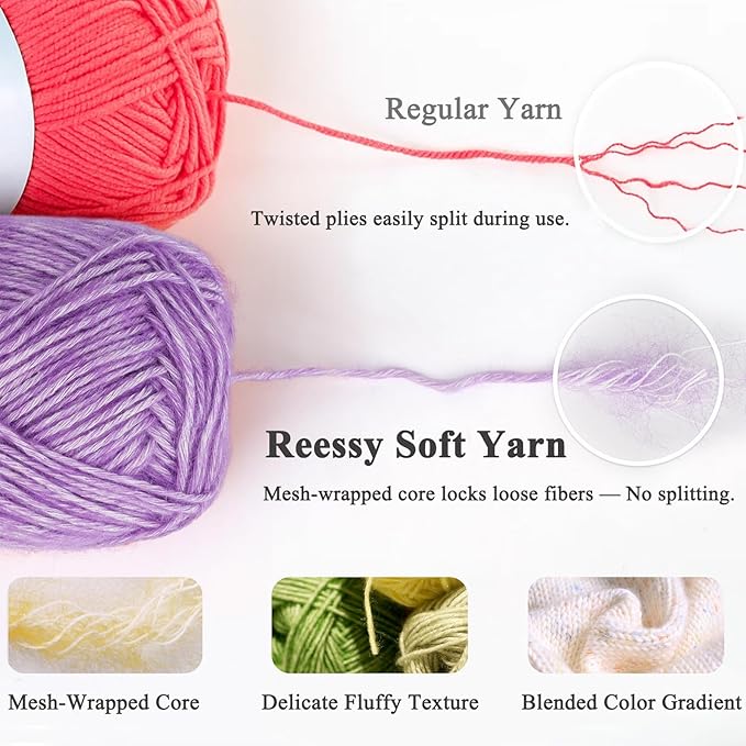 Cotton Yarn for Crocheting - 6 Pack of 50g/1.76oz–78% Cotton, 22% Acrylic – Soft Sport Weight Crochet Yarn (CYC #2), Brushed Air Yarn for Baby Projects, Granny Squares & Plush Toys（Gray）