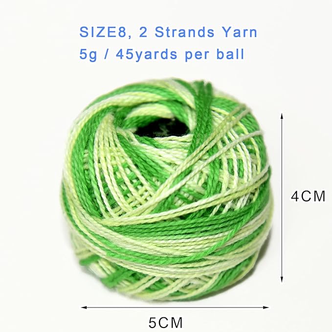 Crochet Thread 10 Balls Cardinal Size 8 for Crochet Hardanger Cross Stitch Needlepoint Hand Embroidery (Variegated Light Colors Series)