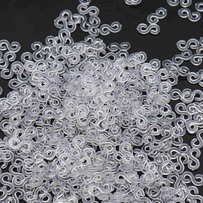 Rolybag 400Pcs S Clips Rubber Band Loom Band S Clips for Loom Bracelets Plastic Connectors Supplement Kit and DIY Bracelet Making (400-Clear)
