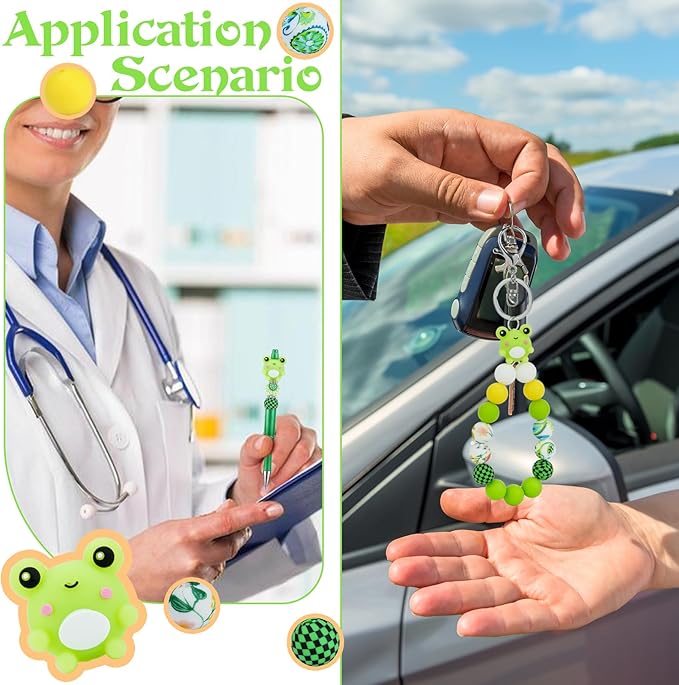 45 Pcs 15mm Silicone Beads 3D Animal Focal Beads for Pens Printed Silicone Beads Bulk for Keychain Bracelets Making and Other Handmade Crafts(Frog)