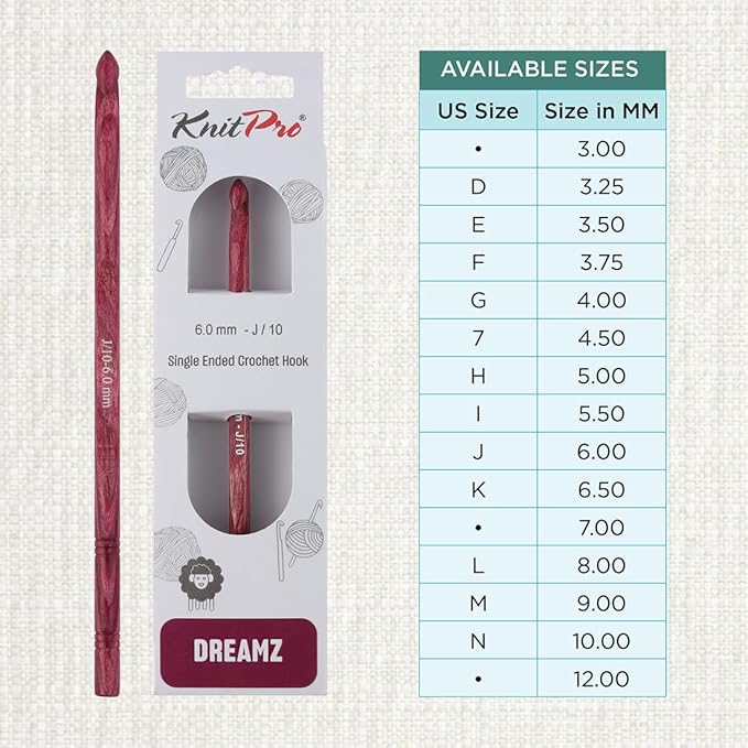 KnitPro Dreamz Single-Ended Crochet Hook | US Size J (6mm)