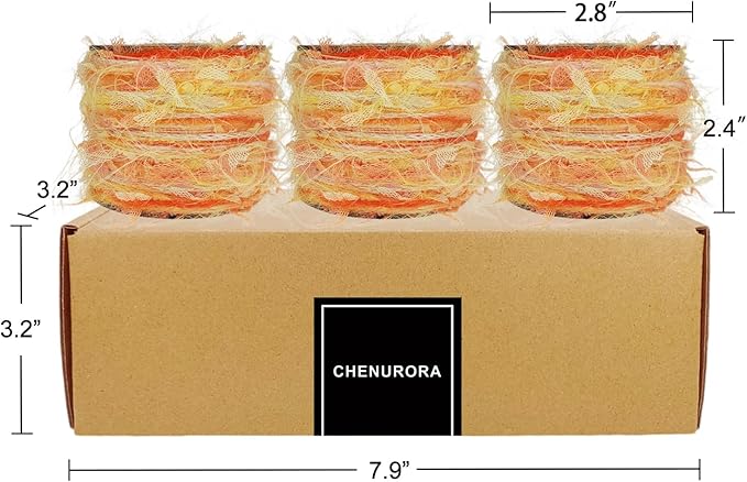 Artisanal Yarn Collection Multifiber Fancy Yarn for Knitting Crocheting Crafts DIY, Set of 3 Rolls (Orange)