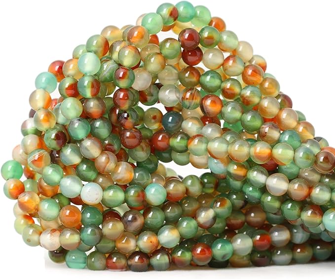60PCS 6mm Peacock Agate Round Loose Beads for Jewelry Making DIY Materials 1 Strand 15"
