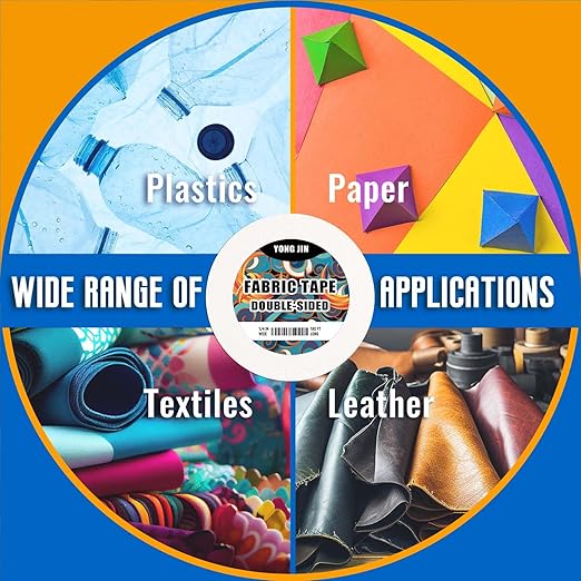 YONGJIN Double-Sided Fabric Tape (2 Rolls) - No Sewing or Ironing Required, Perfect for Quick Clothing Repairs, Fabric Bonding, Adhesive Cloth Tape for Hemming and DIY Crafts (3/5inch+1inch)