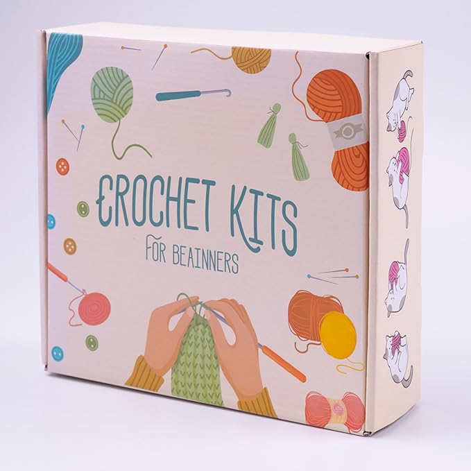 CROBABIO 6Pcs Crochet Kit for Beginners, 2026 DIY Craft for Adults and Kids, Great Gift for Crochet Lovers, Crocheting Animal Kits with Step by Step Videos,Yarn,Crochet Hook,Birthday Holiday Gift