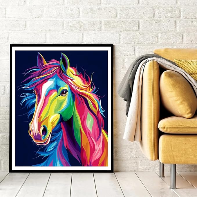 Natuyalo Animal Paint by Numbers Kit for Adults - Colorful Horse Head Paint by Number on Canvas Without Frame, DIY Acrylic Painting for Ideal Gift Home Wall Decor (16x20 Inch)