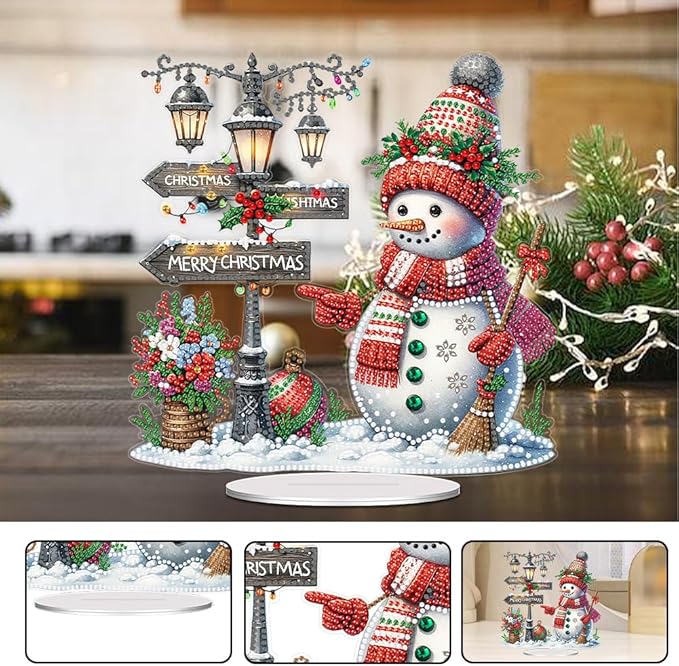 LAKEQUILL Christmas Snowman Diamond Art Hanging Kits for Adult, Diamond Art Painting Hanging Kits Ornaments, DIY Special Shaped Rhinestone Window Pendants kit for Home Garden Wall Decor Gift
