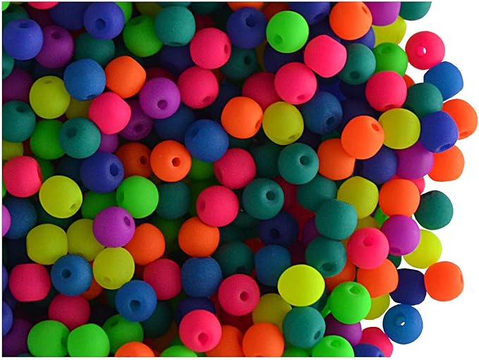 SCARA 600 pcs Czech Glass Round Beads 0.12 inches (3mm), NEON (UV Active) Glass Beads for Jewelry and Bracelets Making, Beads for Bracelets, Bead kit MEGA Mix