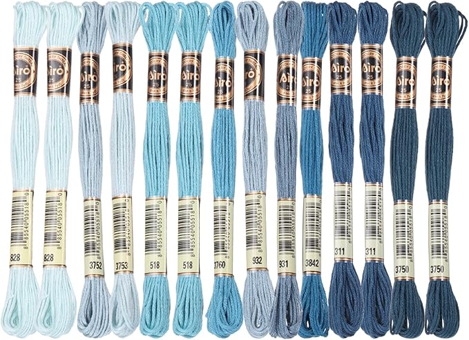 PATIKIL 14 Skeins Embroidery Floss, Polyester Embroidery Threads Bracelets String for Cross-Stitch Hand Embroidery, Multicolored Dark Blue