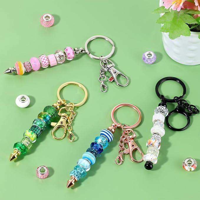 240 Pcs Large Hole Beads, Funtopia 40 Grids Rainbow European Beads for Crafts, Colorful Spacer Bead for Jewelry Making, DIY Charm Bracelets Necklaces Pens and Decorative Crafts, for Girls and Adults