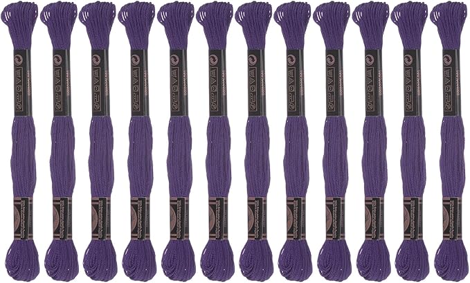 HARFINGTON 12 Skeins Embroidery Floss 8.75yds(8m) Egyptian Long-Staple Cotton Cross Stitch Thread for Sewing DIY Bracelet Yarn String and Crafts, Medium Violet(6029)