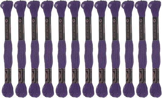 HARFINGTON 12 Skeins Embroidery Floss 8.75yds(8m) Egyptian Long-Staple Cotton Cross Stitch Thread for Sewing DIY Bracelet Yarn String and Crafts, Medium Violet(6029)