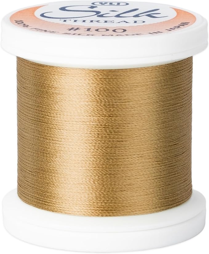 YLI Threads Silk Thread – 100 wt Fine Japanese Silk for Appliqué, EPP, and Quilting - Dull Gold