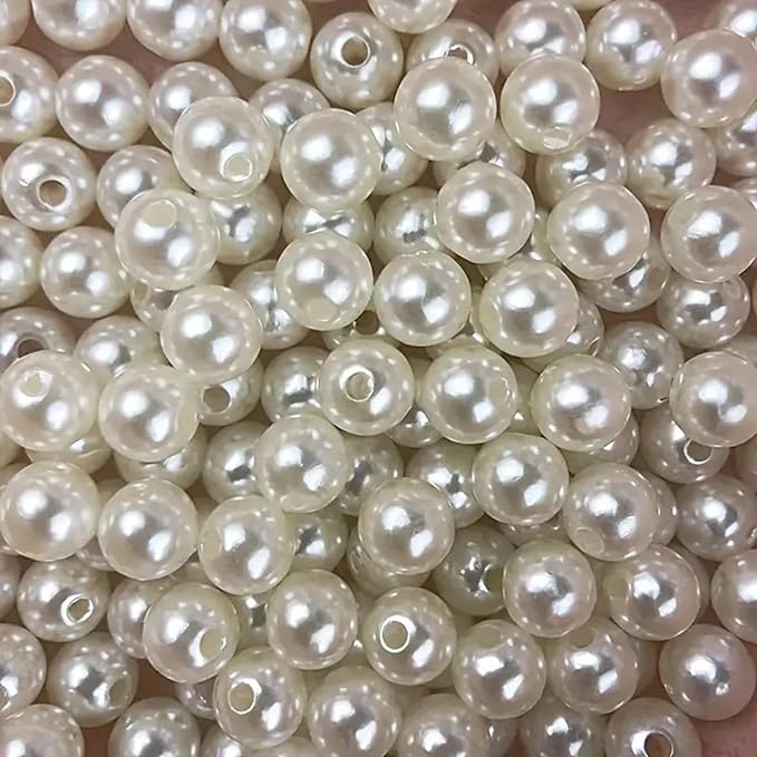 Laopottbeads 2000 Pcs Ivory White 4MM Pearl Beads for Jewelry Making Round Pearl DIY Kit for Bracelets, Earrings, Necklaces & Anklets