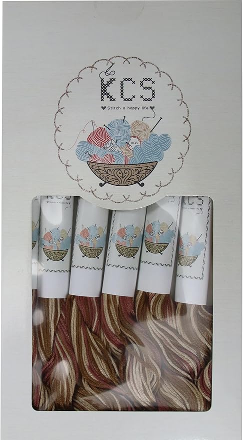 KCS Big skeins of 25 Meters Size 25 Color Variegated Cross Stitch Stranded Threads,6 skeins,4140