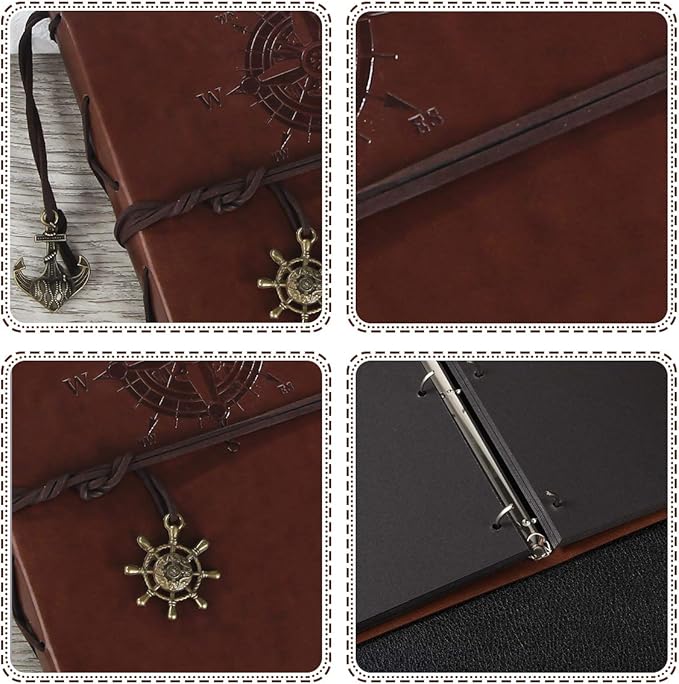 ThxMadam Leather Scrapbook Album 60 Pages Vintage Love Photo Album,8.7 * 7.1 Inch Scrapbook for Couples-DIY Memory Book,Birthday/Wedding Guest Book Gift for Anniversary Mother's Day