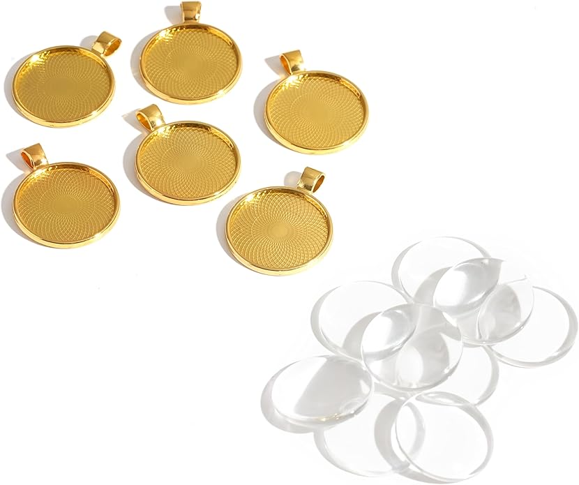 DAHI Bezel Pendant Trays for Jewelry Making DIY Round Pendant Tray Charm Bezel Blanks Setting Cabochon Blank Base for DIY Jewelry Findings Making,Crafting Photo,Necklace,Pendant Making Visit the Oubaka Store