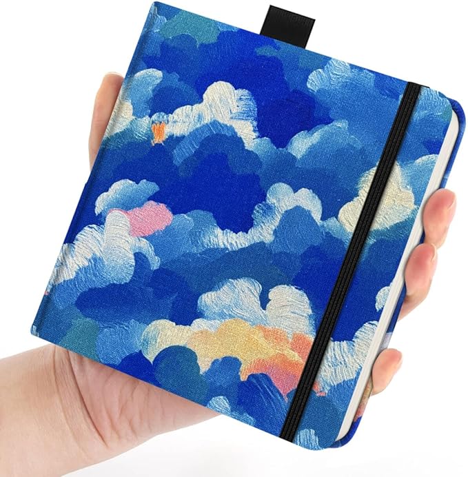 Watercolor Art Sketchbook,5 x 5 inches Portable Hardcover Journal Sketchbook,30 Sheets 140lb/300gsm Acid-Free Drawing Paper,Travel Mixed Media Notebook for Beginners Artists,Oil Painting Cloud