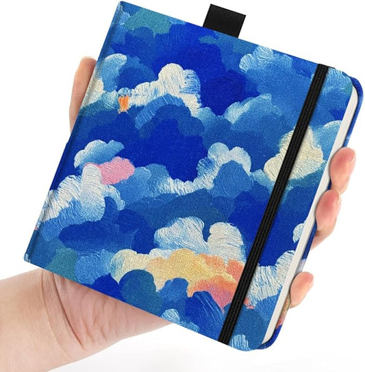 Watercolor Art Sketchbook,5 x 5 inches Portable Hardcover Journal Sketchbook,30 Sheets 140lb/300gsm Acid-Free Drawing Paper,Travel Mixed Media Notebook for Beginners Artists,Oil Painting Cloud