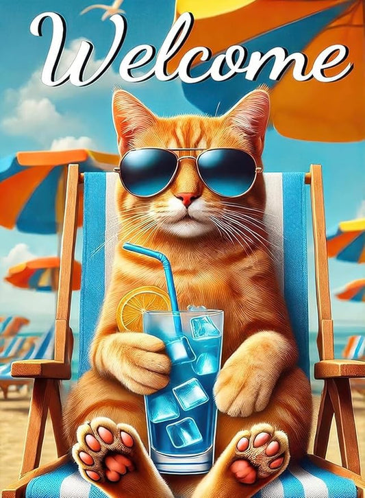 EIBEILI Cat Diamond Painting Kits for Adults, 5D Diamond Art Kits for Beginner, DIY Full Drill Round Diamond Dots Gem Art and Crafts for Home Decor and Gift 12x16 Inch