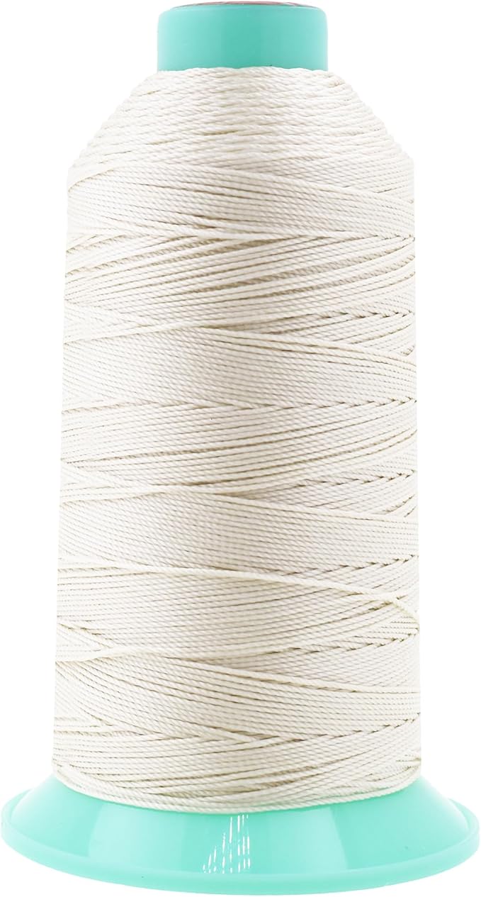 Mandala Crafts Size 346 210D T350 Bonded Nylon Thread - Off White 415 YDs Tex 350 Heavy Duty Sewing Threads for Leather, Jeans, Weaving, Outdoor Marine Upholstery