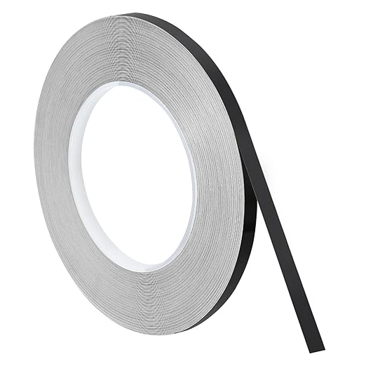 uxcell Metallic Tape, 0.31 in x 164 ft Self Adhesive Metalized Polyester Film Tape Waterproof Shiny Washi Tape for Walls Graphic Arts Gifts Wrapping Crafts Decoration, Gloss Black
