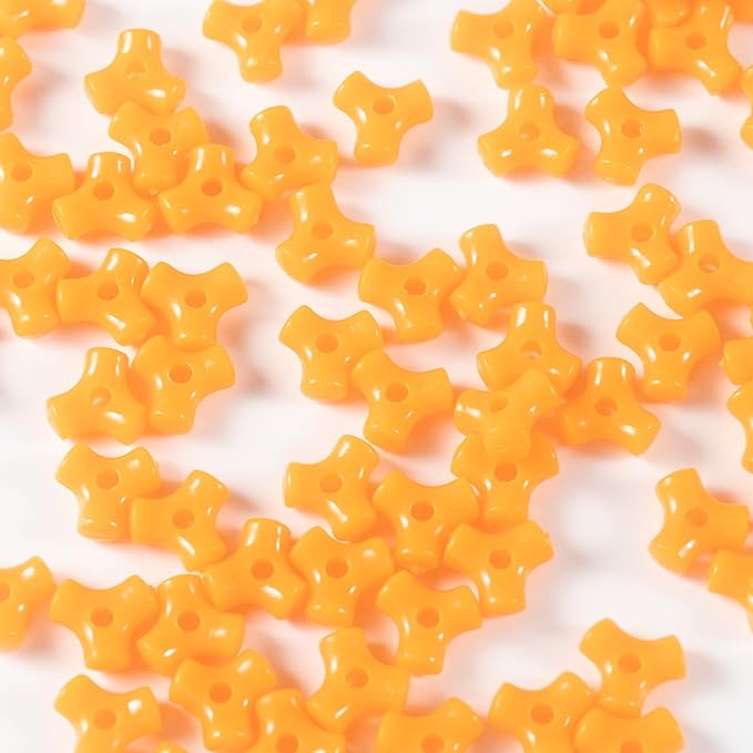 1300 Pcs Acrylic 10mm Plastic 3-Sided Kandi Tri Beads Tri-Shaped Beads Bone Beads Bulk for Wreath Candy Cane Rainbow Holiday Tree Decorations Bead Ornament Jewelry Making Kit (Opaque Orange)