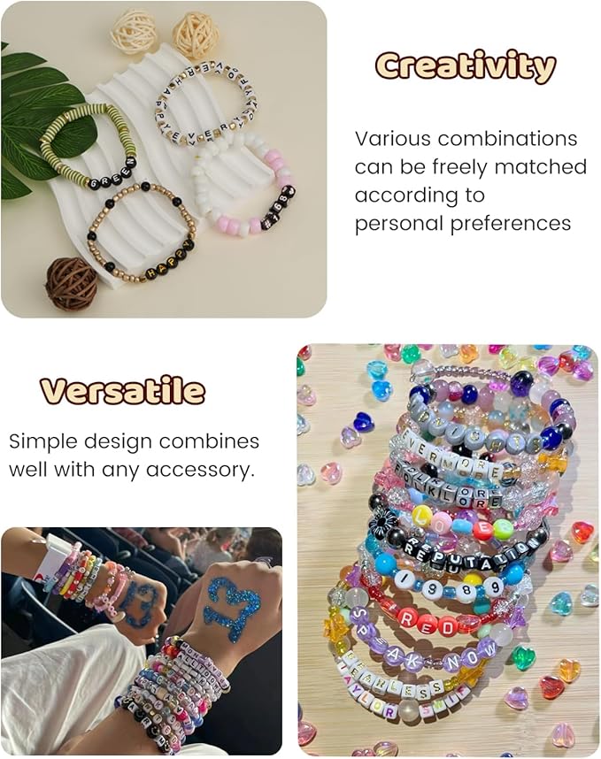 1400 Pcs Letter Beads Kit, 28 Styles White Acrylic Alphabet Beads Letter Beads for Jewelry Making wiht Number Beads Heart Beads Friendship Bracelet Kit