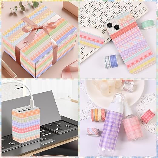 Lattice Washi Tape Set, 100 Rolls Masking Tape, 5/8/10/15/20/30mm Wide 6.56ft Long/Roll Aesthetic Decorative Tape, Scrapbooking Bullet Journal Supplies, Gifts for Girls Boys