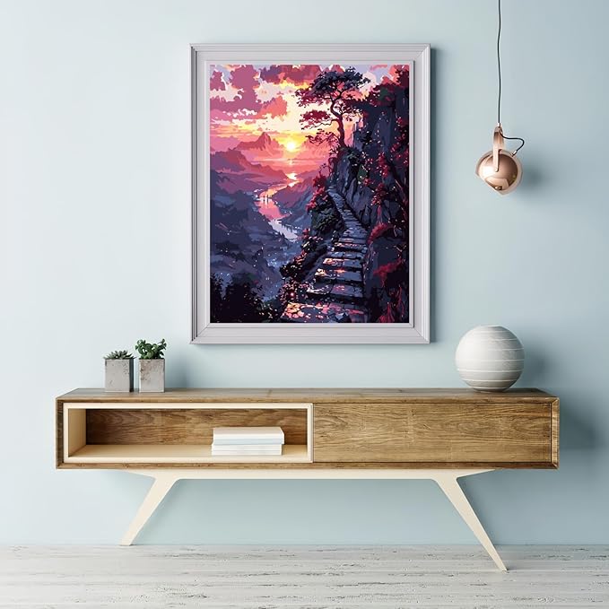 CHWGLFGG Paint by Numbers Kit for Adults Beginner, Sunset Landscape Adult Paint by Number Kits on Canvas, DIY Acrylic Oil Easy Painting by Numbers for Home Wall Decor 16X20 inch (Without Frame)
