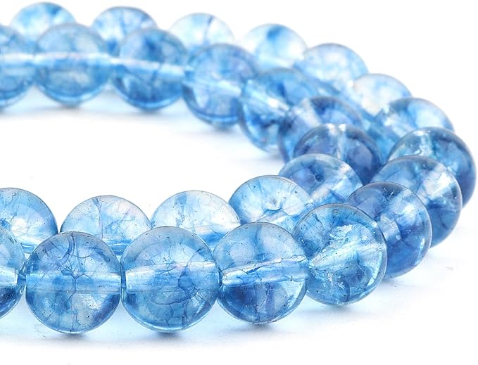 Crystal Round Beads for Jewelry Making - 10mm Glass Beads for Bracelets(35-37pcs, Blue Crystal)