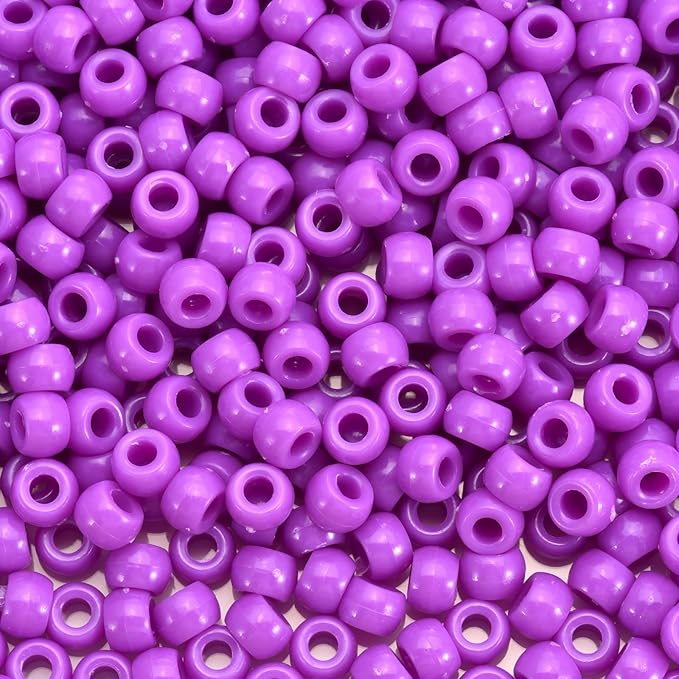 sunrica 1100pcs purple pony beads 6x9mm large hole plastic beads for kandi, hair braids, necklaces, friendship bracelets