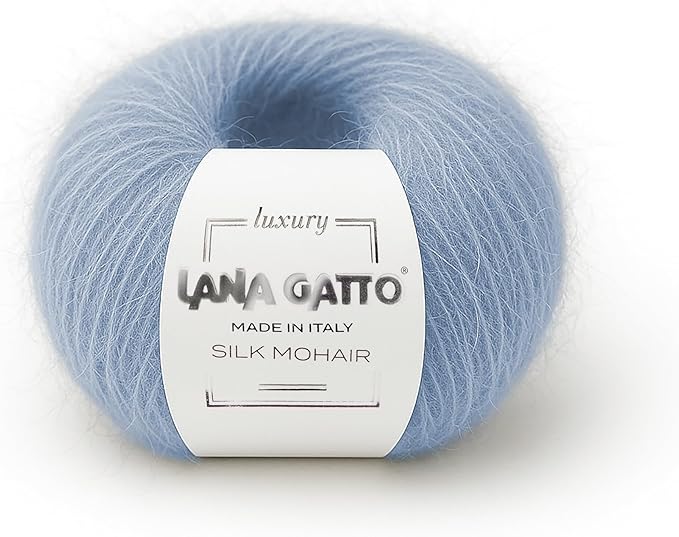 Silk Mohair Luxury Yarns, Premium and Soft Blend for Knitting, Made in Italy (Light Blue - 7264, 10)