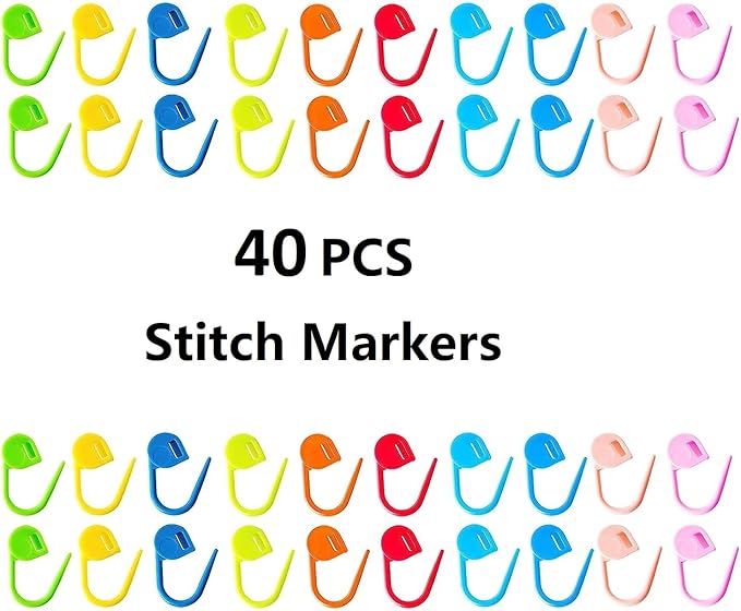 Zuoyou 6 Sets Mini Crochet Hook Keychain with 40pcs Plastic Colored Stitch Markers, Aluminum Crochet Knitting Needles 3 Sizes/Set (3mm/4mm/5mm)