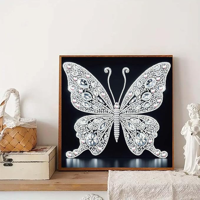 GEMFAMILY Butterfly Diamond Art Painting Kits for Adults, Special Shaped 5D Diamond Painting Kits for Adults Beginner,DIY Diamond Dots Gem Art Craft for Home Decor 11.8 x 11.8 inch