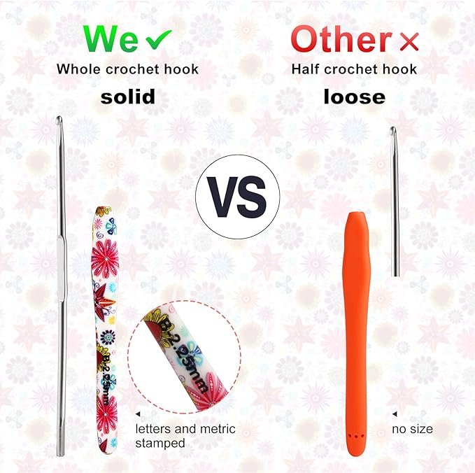 2.75mm Crochet Hook, Ergonomic Handle for Arthritic Hands, Soft Rubber Grip Extra Long  Knitting Needles for Beginners and Knitting Crocheting Yarn (2.75mm)