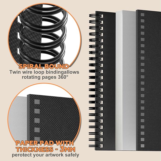 Joibabe 5.5" x 8.5" Sketch Book ，2 Pack 80-Sheets (68lb/100gsm)，Double-Sided Hardbound Sketchbook, Spiral Bound,Acid Free Paper Painting Drawing Writing Sketching Pad for Kids Adult Teens Girls Boys