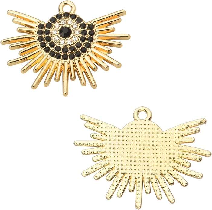 Pack of 20 Rhinestone Charms Gold Plated Pendants Pave Crystal Accessories for Necklace Bracelet Jewelry Making DIY Crafting