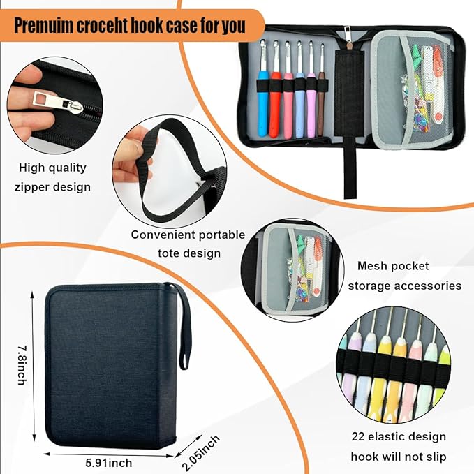 Mdoker 21 Sizes Crochet Hooks Set,Ergonomic Crochet Hook with Case for Arthritic Hands,Complete Crochet Set for Beginners & Crochet Lovers(0.8mm-10mm)