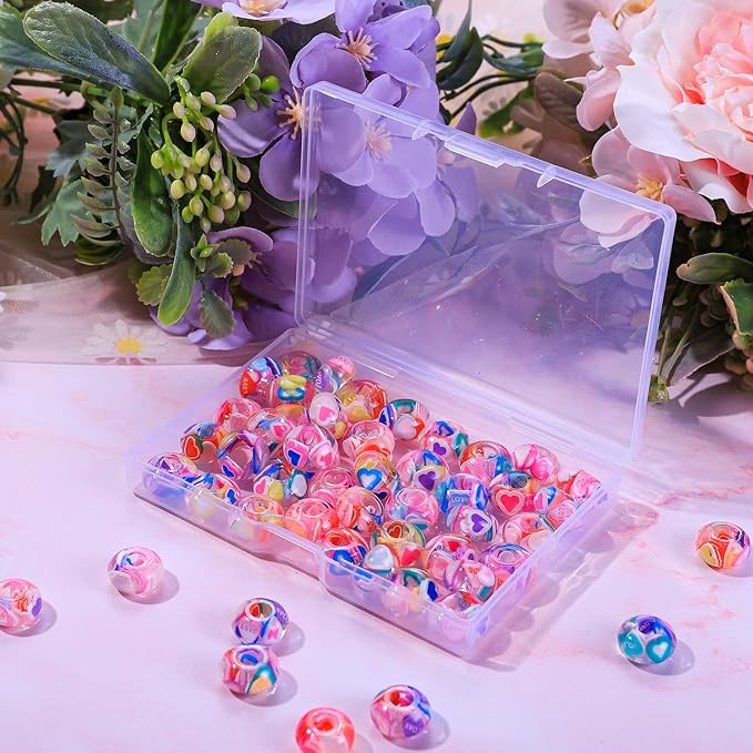 AIPRIDY Girls' Lucky Beads Lover Amber Beads, Big Hole Spacer European Craft for DIY Charms Bracelet Jewelry Making (Love),(AI-Amber)