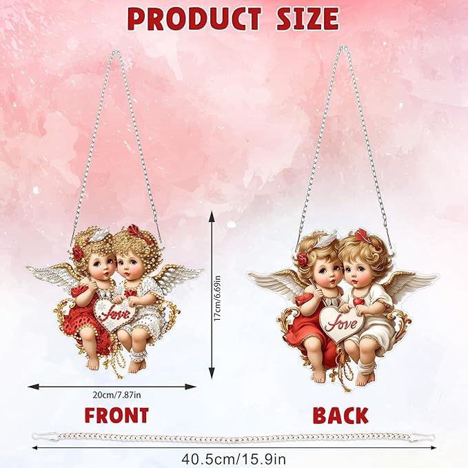 DOMROM Angel Diamond Art Hanging Kits for Adults Beginners, Special Shaped Crystal Diamond Painting Angel Pendant, DIY Diamond Art Suncatchers for Home Garden Wall Decor Gift
