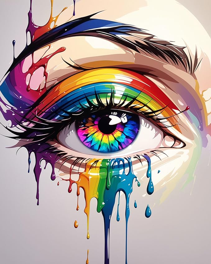 ldazao Colorful Eye Paint by Numbers Kit for Adults DIY Color Adult Paint by Number Kits Acrylic Canvas Painting Kit for Beginner Oil Painting Kits for Gift Home Wall Decor 16x20 Inch