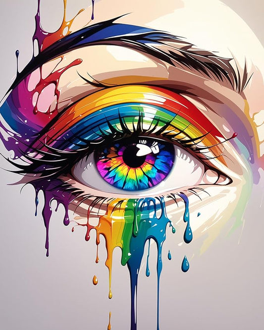 ldazao Colorful Eye Paint by Numbers Kit for Adults DIY Color Adult Paint by Number Kits Acrylic Canvas Painting Kit for Beginner Oil Painting Kits for Gift Home Wall Decor 16x20 Inch