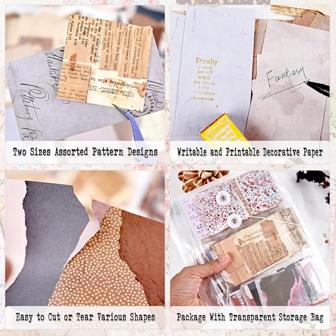 Vintage Scrapbook Background Paper for Scrapbooking, 360 Sheets Scrap Booking Supples Kit, Decorative Paper for Junk Journal Supplies, Collage, Journaling, DIY Crafts Arts, Card Making