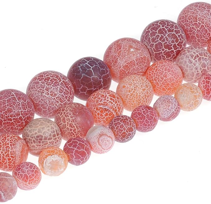 8mm Natural Orange Frosted Agate Gemstone Round Loose Beads Crystal Stone Bracelet Necklace Accessories Crafts for Jewelry Making DIY,1 Strand 15"